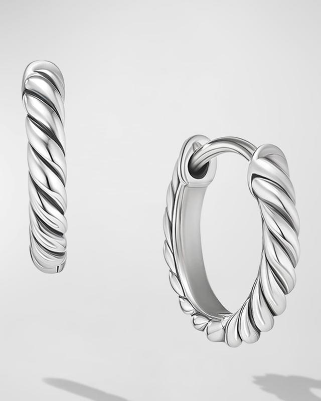 Womens Sculpted Cable Huggie Hoop Earrings In Sterling Silver Product Image