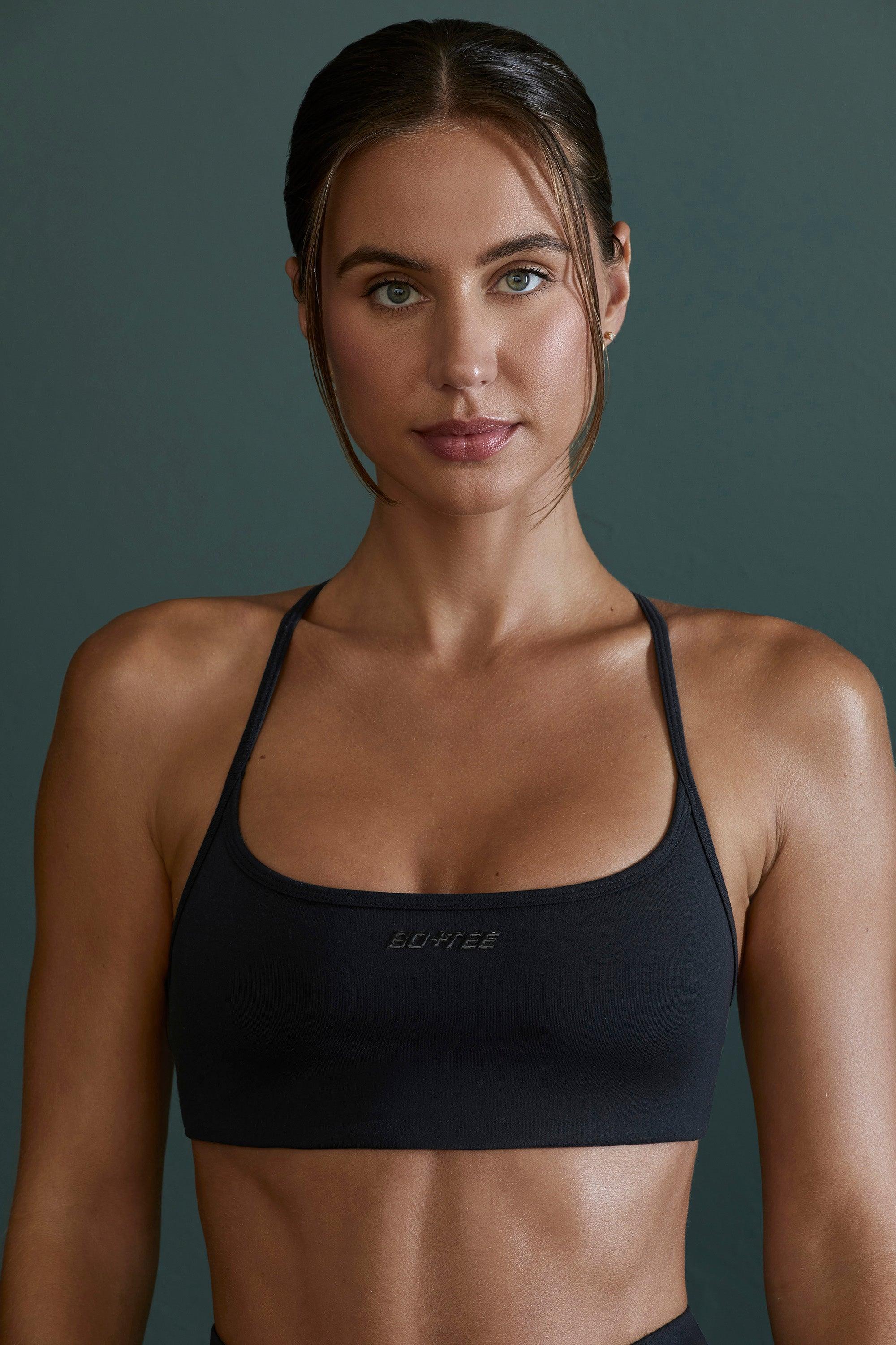 Seamless Strappy Sports Bra in Black Product Image