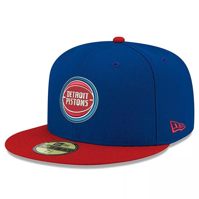 Mens New Era Blue Detroit Pistons Official Team Color 2Tone 59FIFTY Fitted Hat Product Image