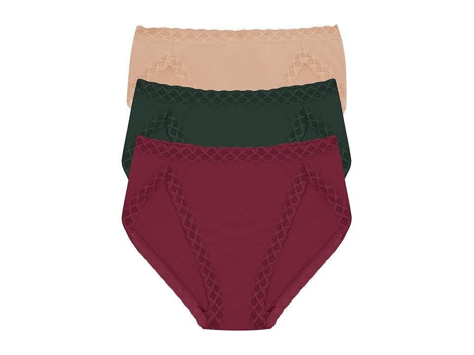 Natori Bliss French Cut 3-Pack (Dk Cherry/Dk Forest/Cafe) Women's Underwear Product Image