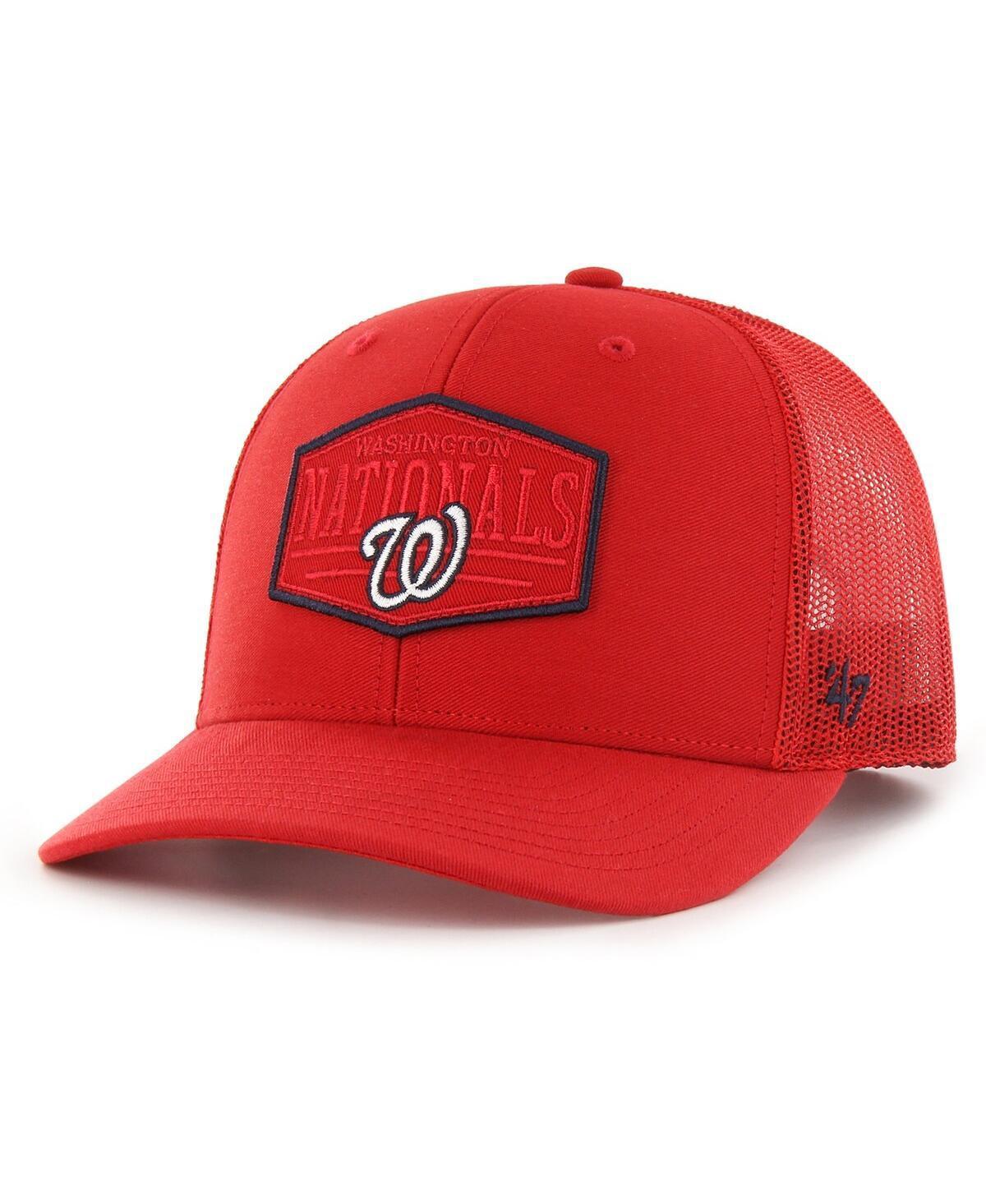 Mens 47 Brand Red Washington Nationals Ridgeline Tonal Patch Trucker Adjustable Hat Product Image