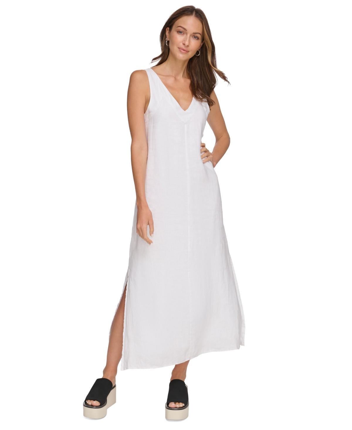 DKNY V-Neck Linen Maxi Dress Product Image