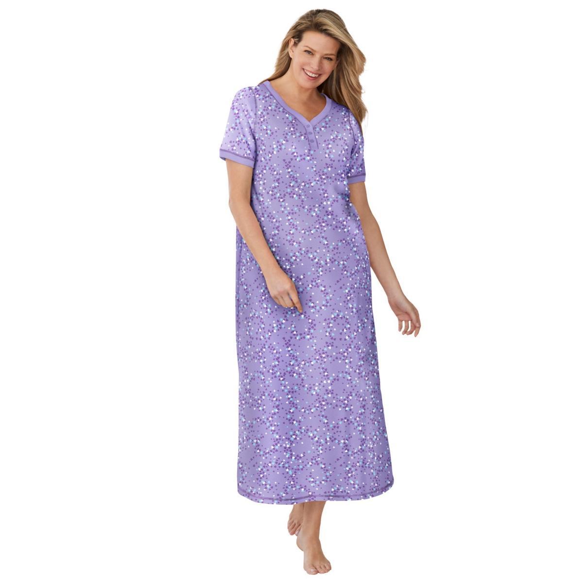 Dreams & Co. Womens Long Henley Sleepshirt Product Image