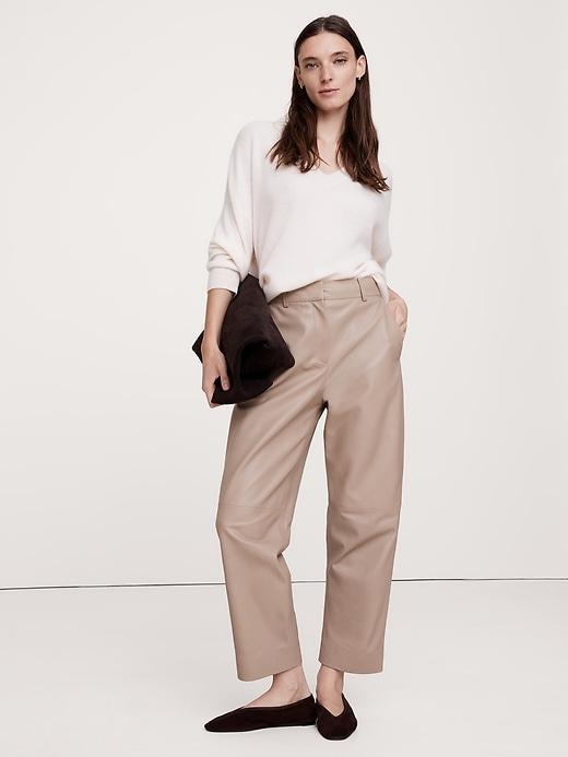 High-Rise Straight Leather Ankle Pant Product Image