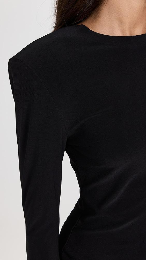 Norma Kamali Shoulder Pad Long Sleeve Crew Top | Shopbop Product Image