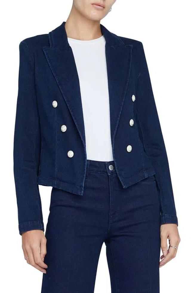 Wayne Cropped Double-breasted Jacket In Blue Product Image