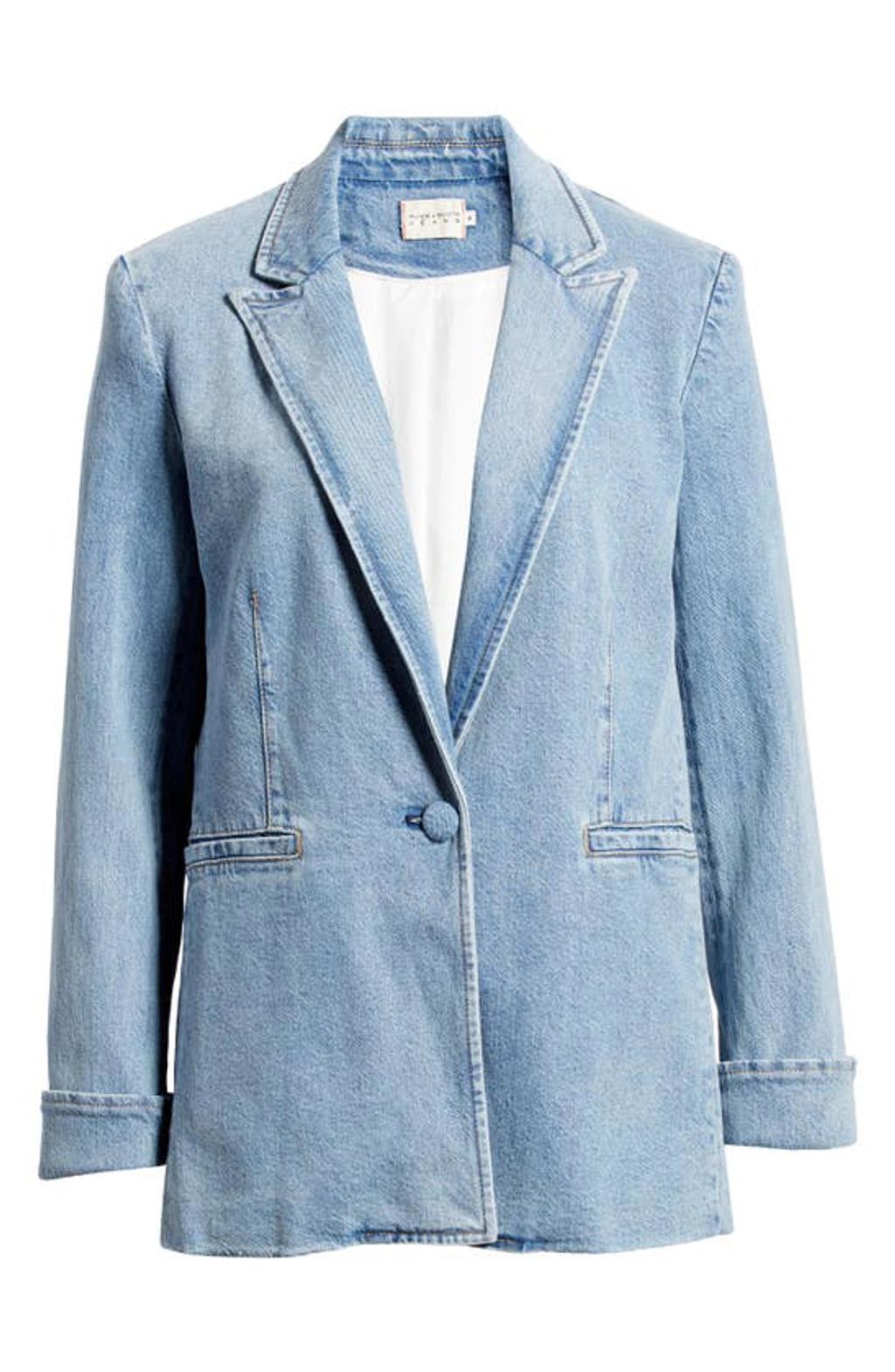 Justine Roll Cuff Denim Blazer In Blue product image