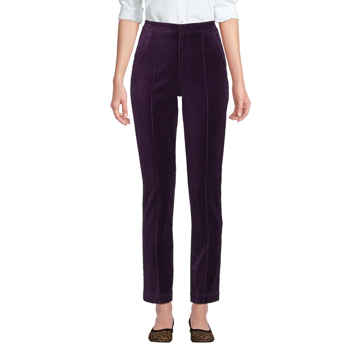 Plus Size Lands End Velvet High-Rise Pintuck Pencil Ankle Pants, Womens Product Image