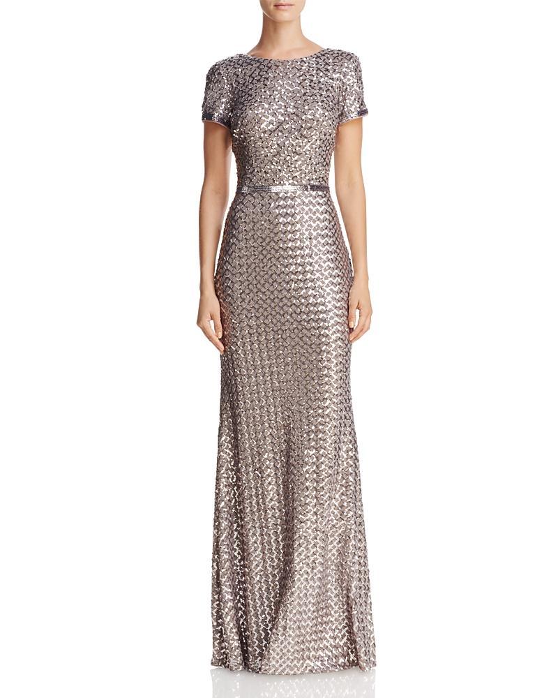 Aqua Belted Sequin Gown - 100% Exclusive Product Image