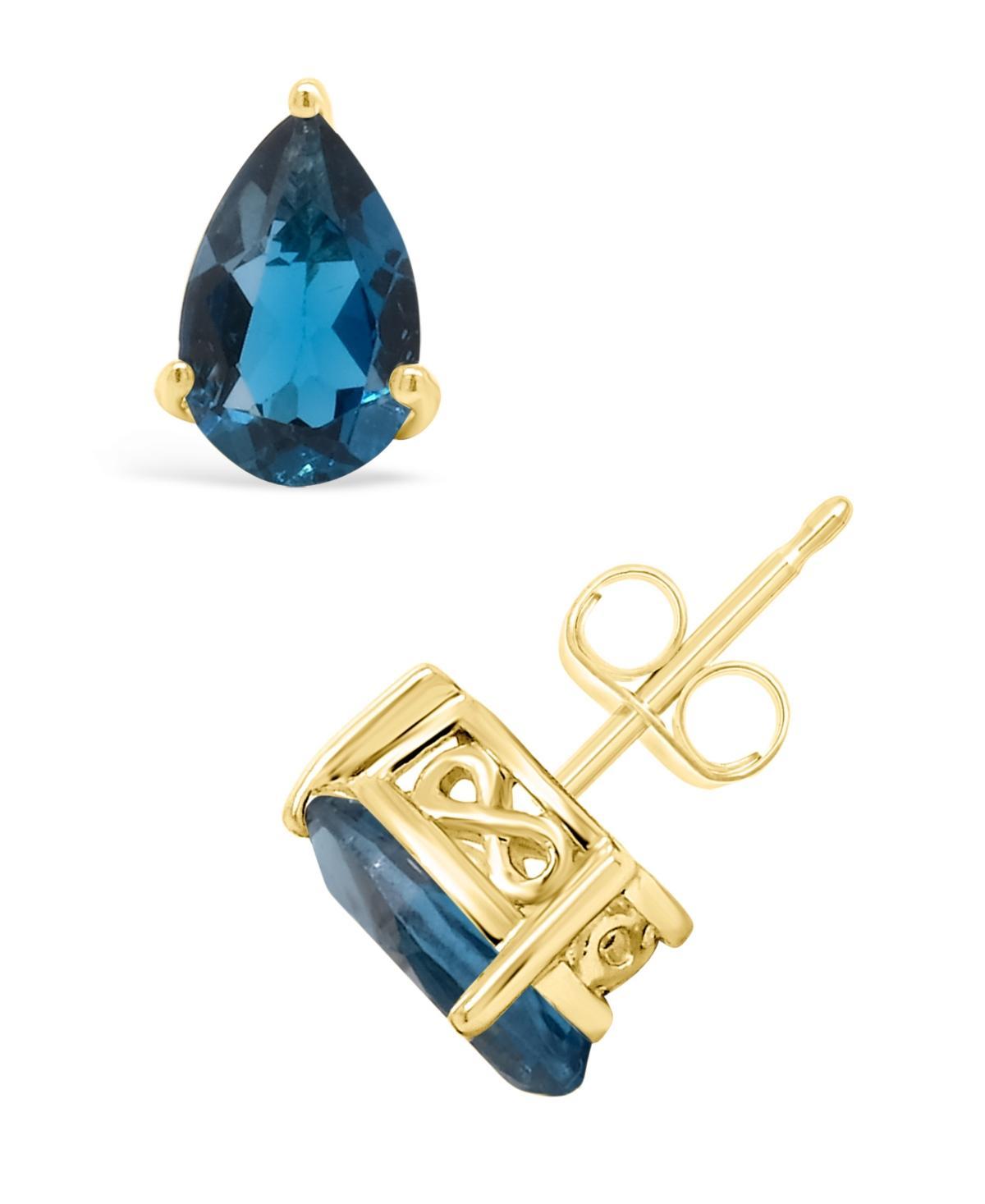 Alyson Layne 14k Gold Pear Cut London Blue Topaz Stud Earrings, Womens Product Image