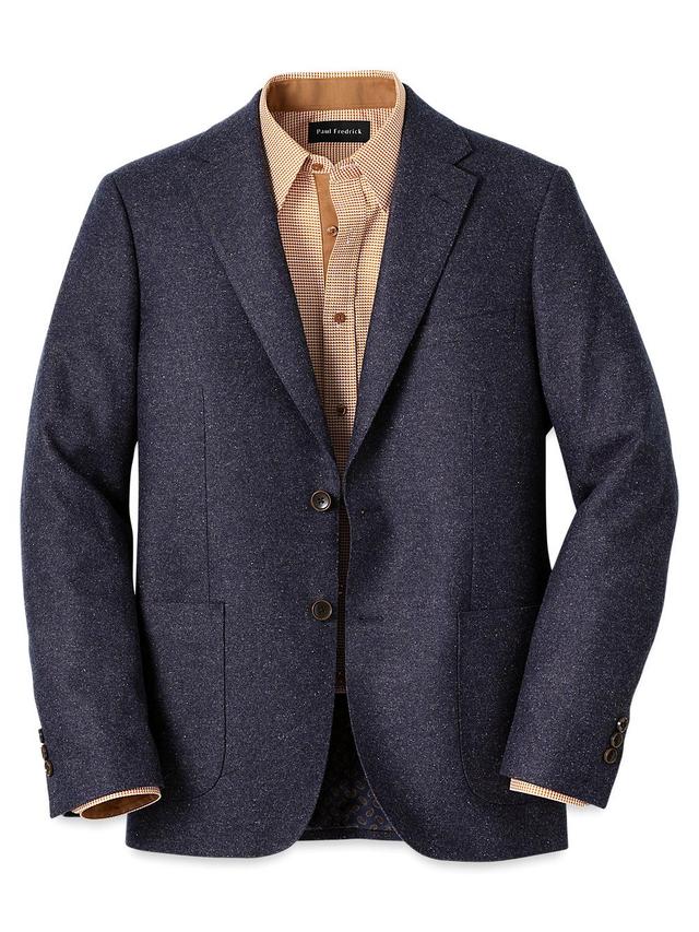 Wool Blend Donegal Single Breasted Notch Lapel Sport Coat - Navy Product Image