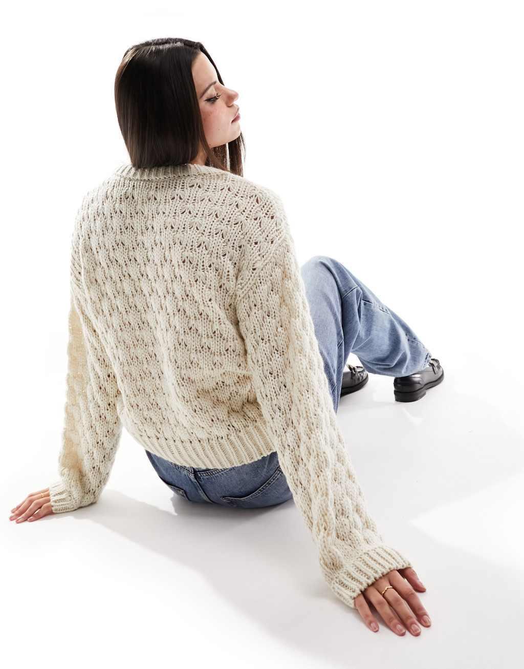 Y.A.S textured sweater in cream Product Image