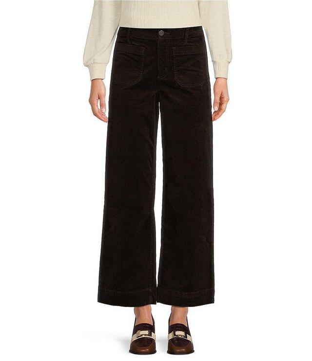 Code Bleu Petite Corduroy High Rise Wide Leg Patch Pocket Jean Product Image