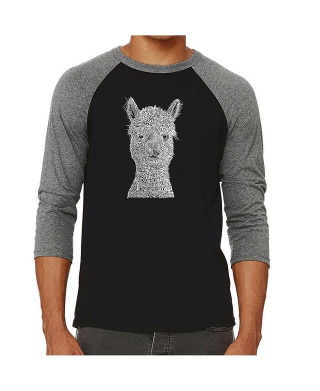 La Pop Art Alpaca Mens Raglan Word Art T-shirt Product Image