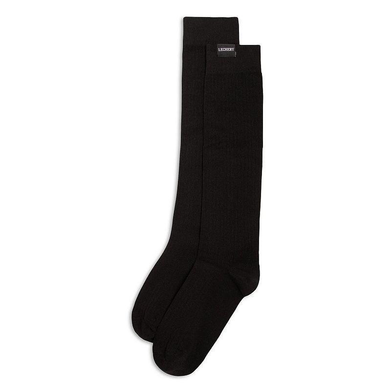 Womens LECHERY Classic Cotton Blend Woven Tab Knee-Highs, Black Product Image