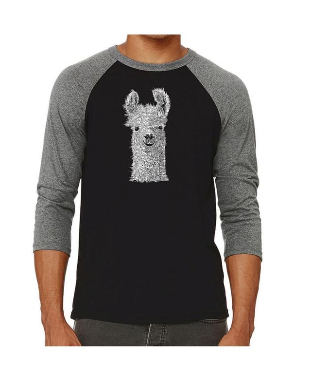 La Pop Art Llama Mens Raglan Word Art T-shirt Product Image