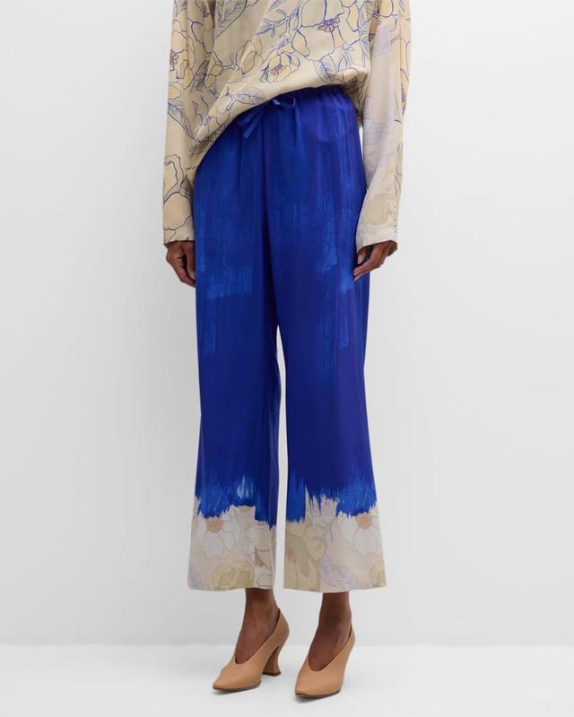 Puvis Floral Brushstroke Wide-Leg Pull-On Pants Product Image