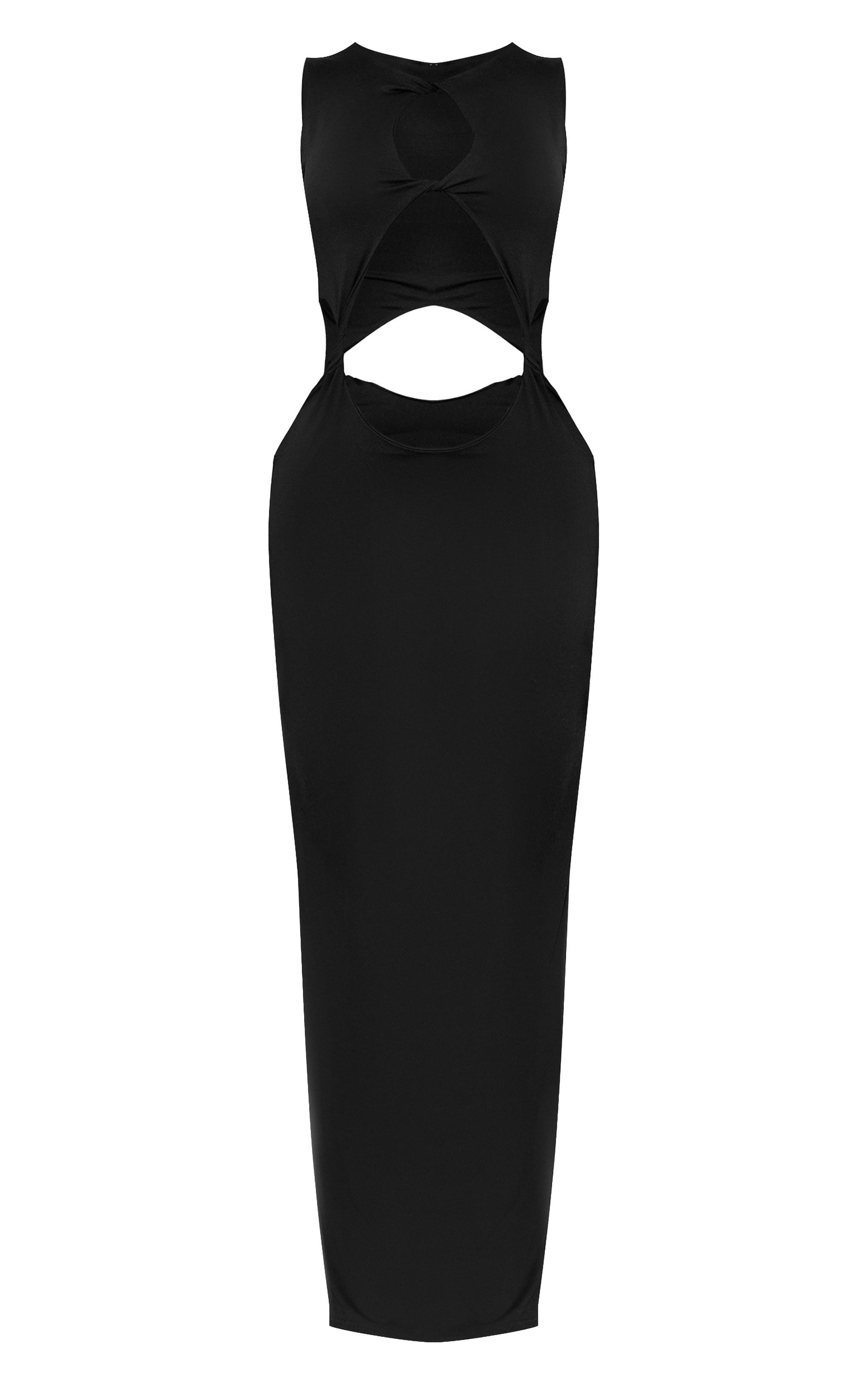 Black Soft Touch Key Hole Cut Out Maxi Dress Product Image