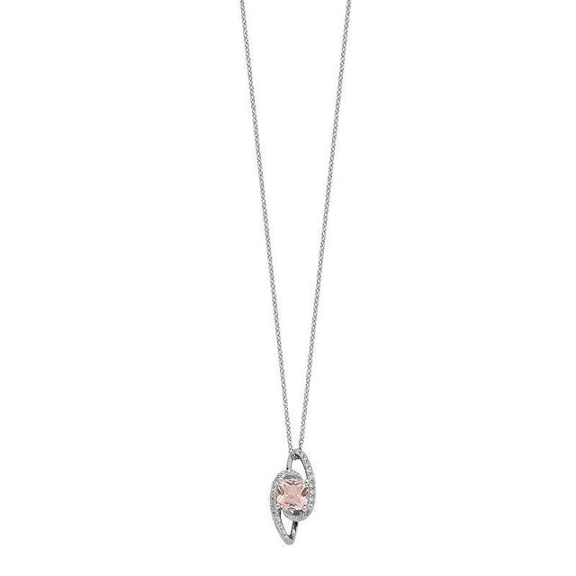 Sophie Miller Sterling Silver Cubic Zirconia & Simulated Morganite Necklace, Womens Product Image