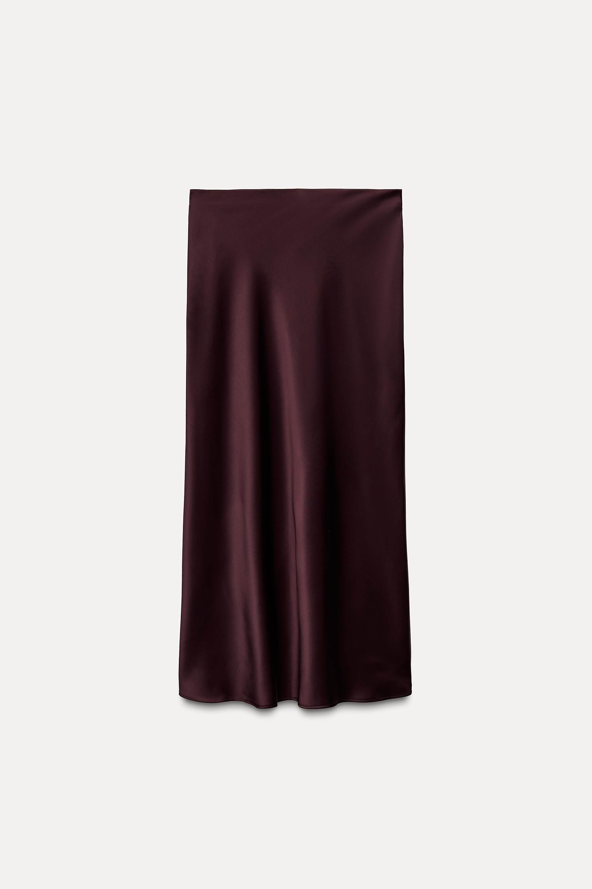 SATIN EFFECT MIDI SKIRT Product Image