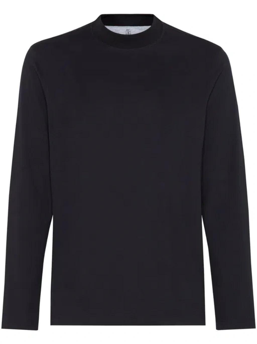 Jersey Mock Neck T-shirt In Black Product Image