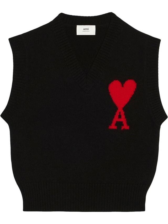 logo-intarsia knitted vest Product Image