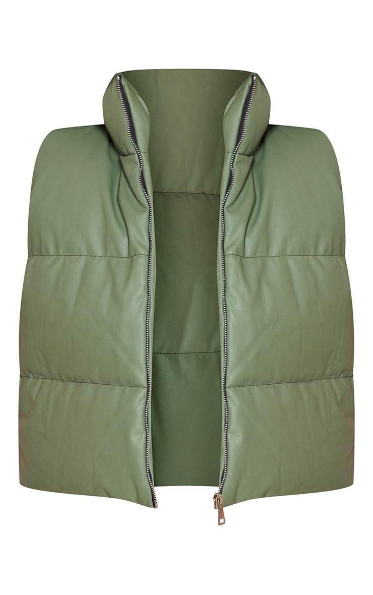 Tall Green Faux Leather Drop Hem Vest Product Image