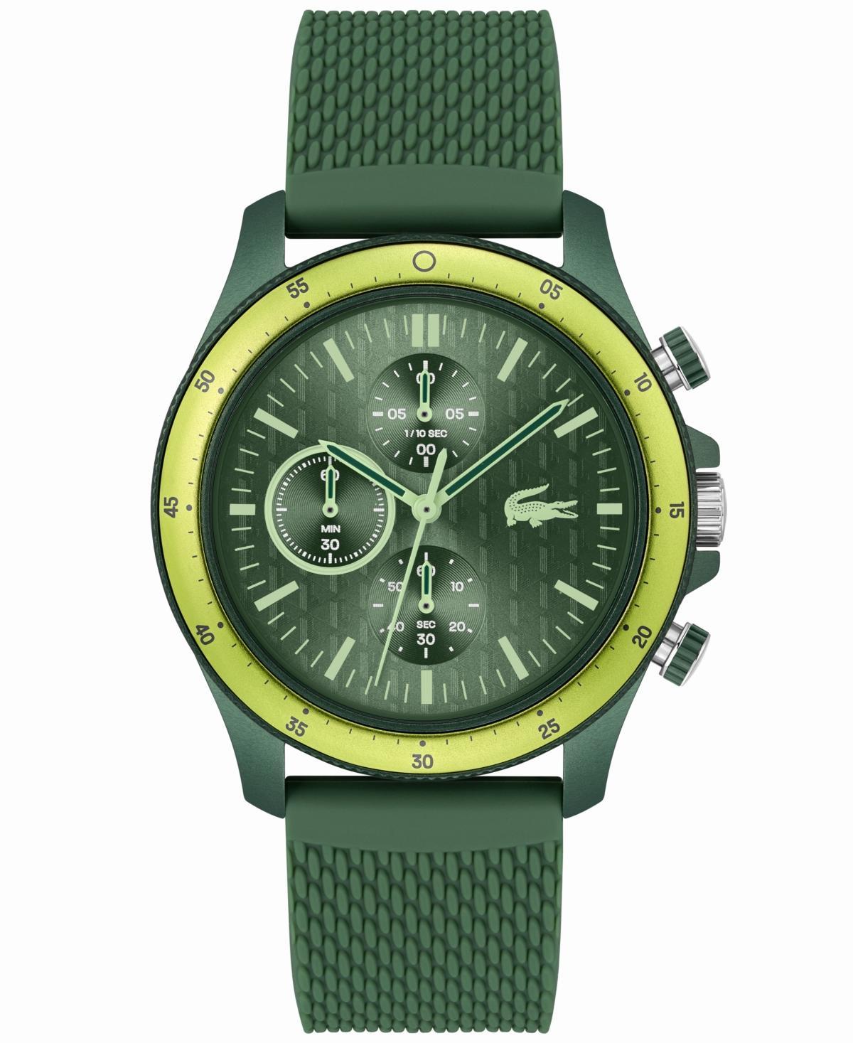 Lacoste Mens 42mm Neoheritage Chronograph Green Silicone Strap Watch Product Image