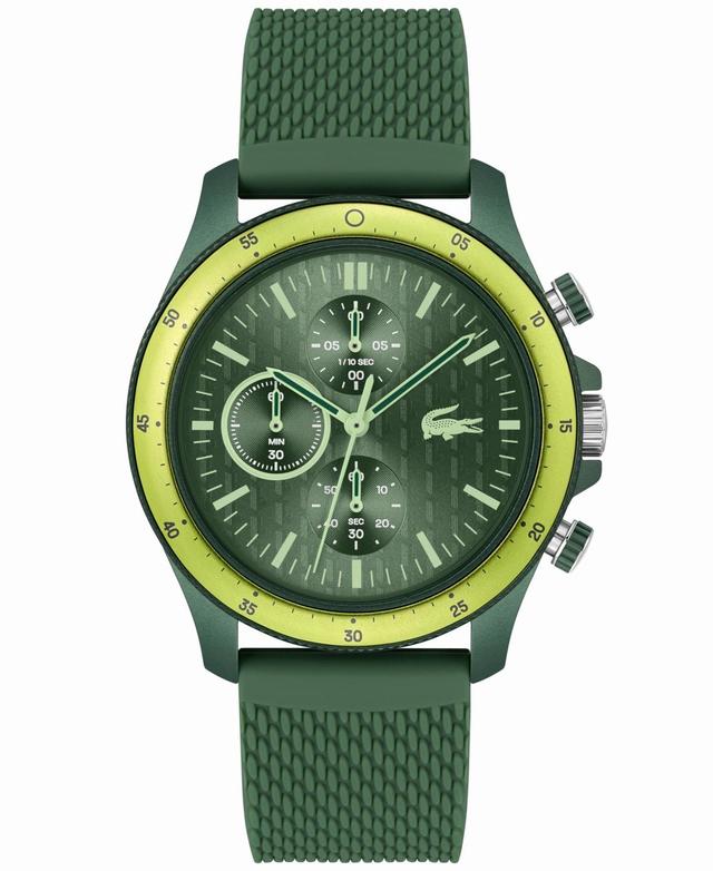 Lacoste Mens 42mm Neoheritage Chronograph Green Silicone Strap Watch Product Image