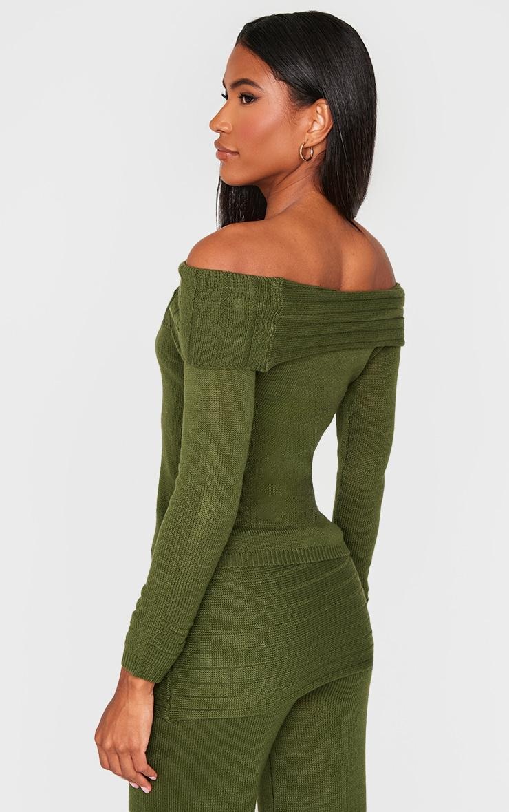 Forest Green Knitted Asymmetric Foldover Top Product Image