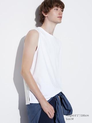 Mens Airism Cotton Sleeveless T-Shirt with Quick-Drying White XS UNIQLO US Product Image