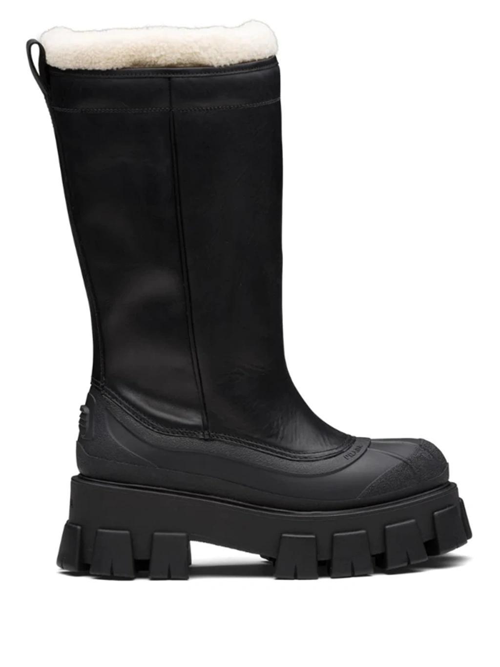 Monolith Shearling-lined Leather Boots In Black Product Image