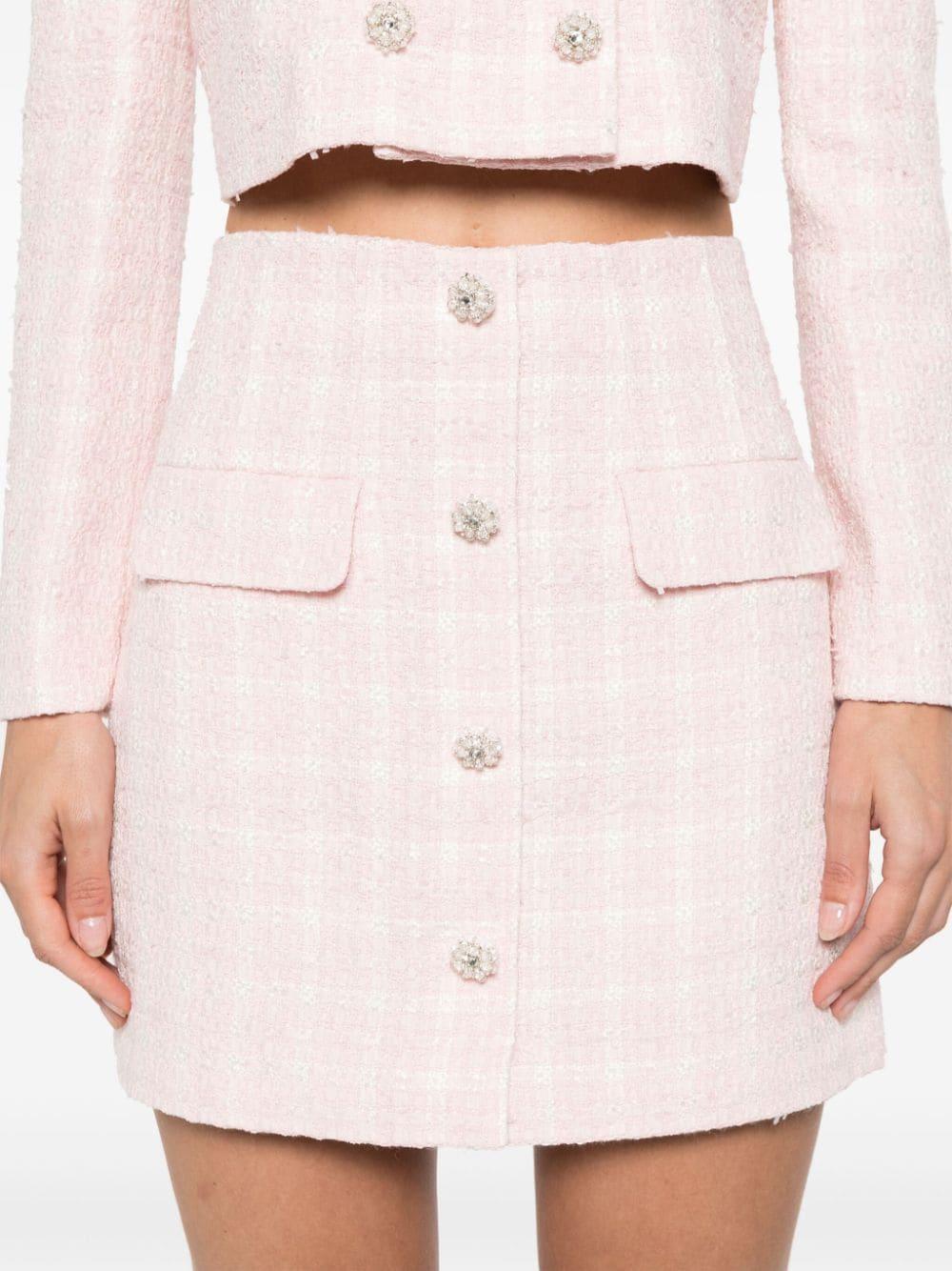 Checked Tweed Mini Skirt In Pink Product Image