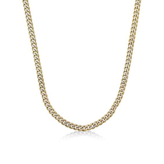 Men's 8.0mm Multi-Finish Curb Chain Necklace in Solid Stainless Steel and Yellow IP - 22" Product Image