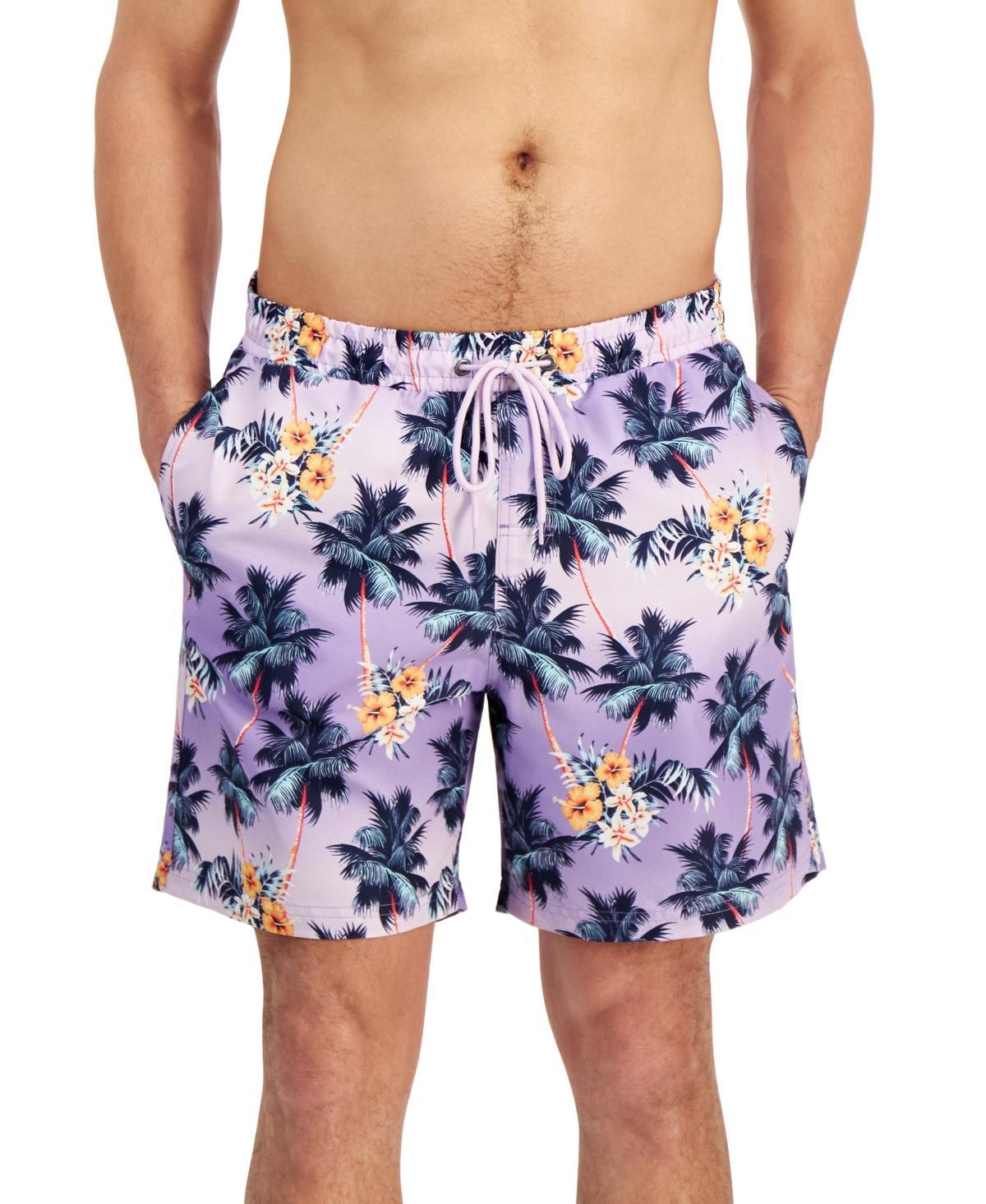 Club Room Mens Donan Palm-Print Quick-Dry 7 Swim Trunks, Created for Macys Product Image