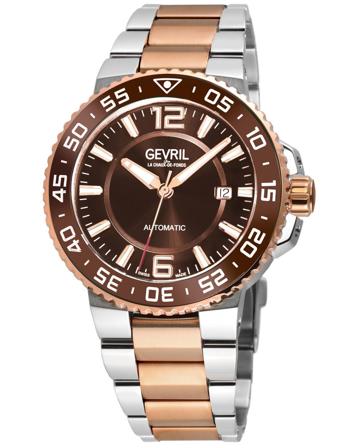 Gevril Mens Riverside Two Tone Stainless Steel Watch 42mm - Silver Product Image