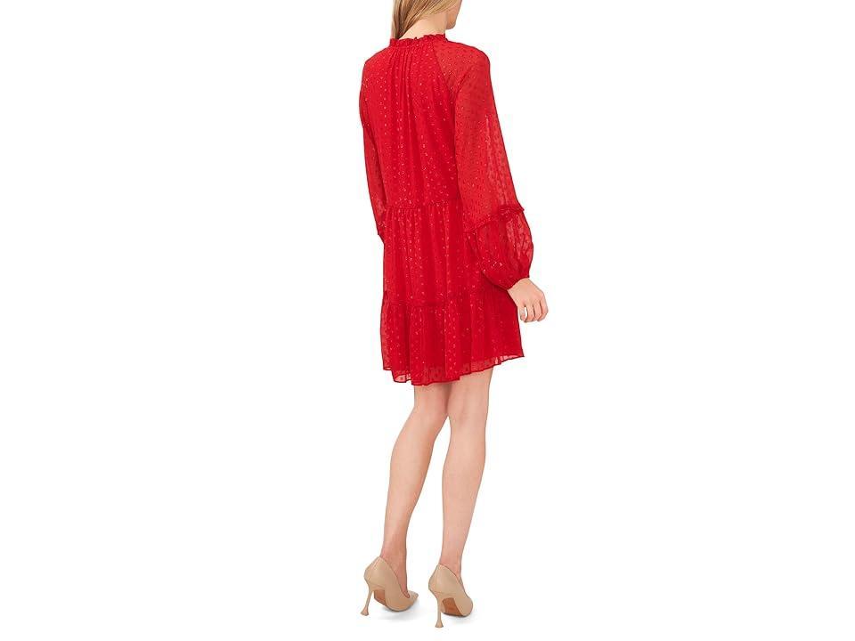 CeCe Long Sleeve Split-Neck Tiered Dress (Glamour ) Women's Clothing Product Image