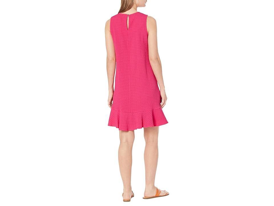 Tommy Hilfiger Textured Trapeze with Ruffle Hem (Magenta) Women's Dress Product Image