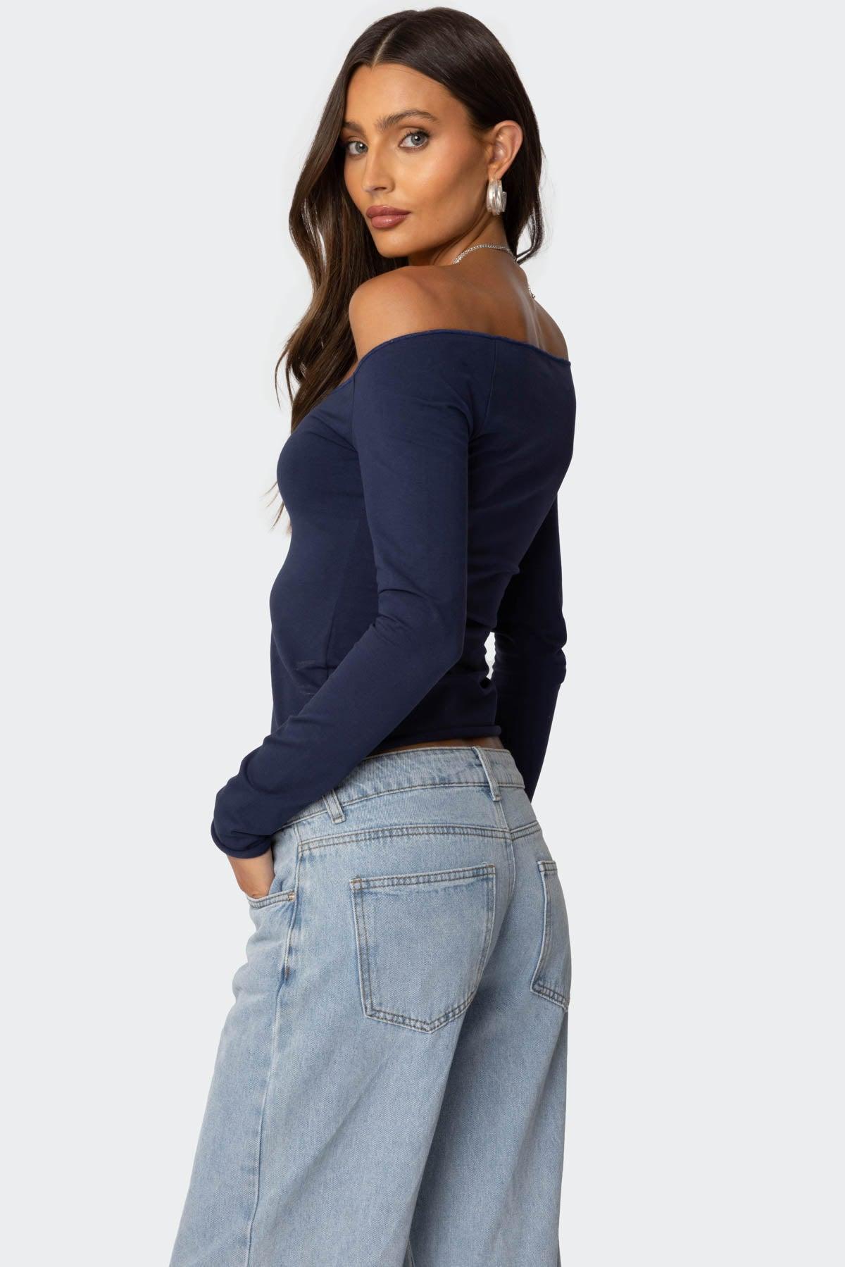 Nattie Off Shoulder V Neck Top Product Image