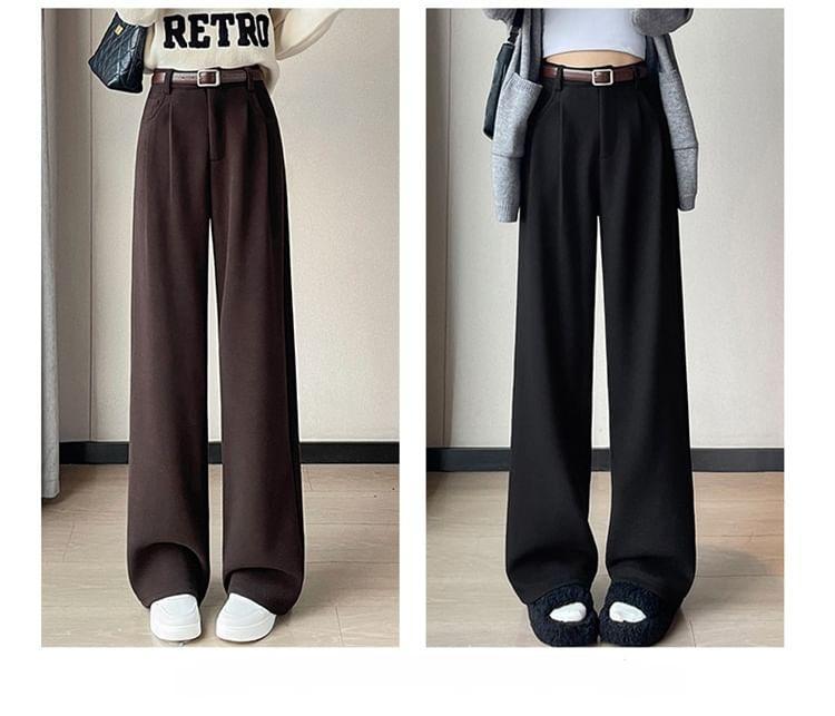 High Waist Plain Loose Fit Slacks Product Image