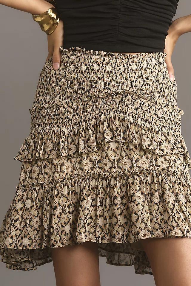 By Anthropologie Asymmetrical Smocked Mini Skirt Product Image