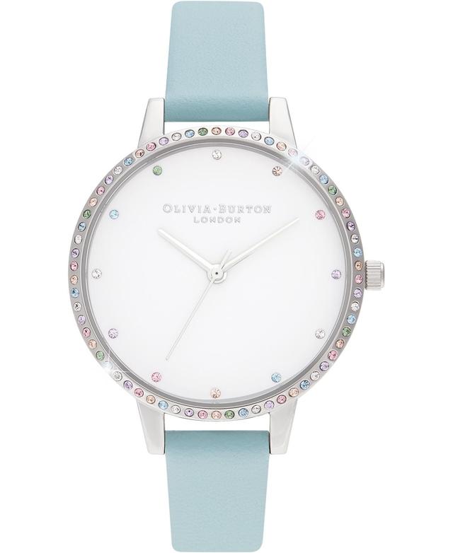 Olivia Burton Womens Rainbow Turquoise Leather Strap Watch 34mm Product Image