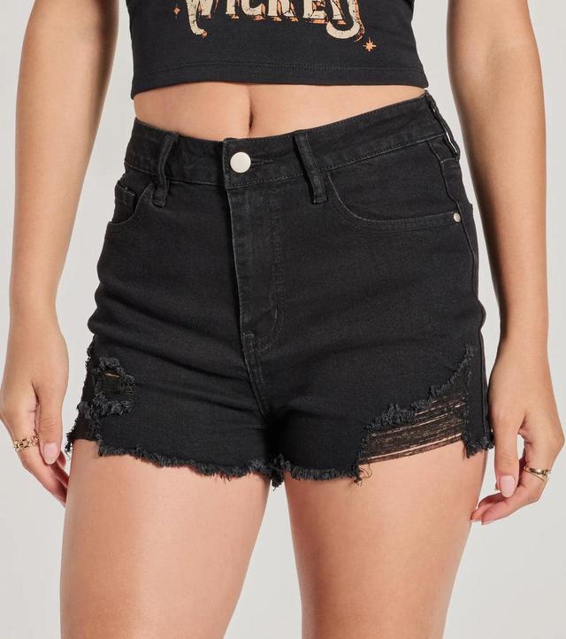 Keep In Style High-Rise Distressed Denim Shorts Product Image