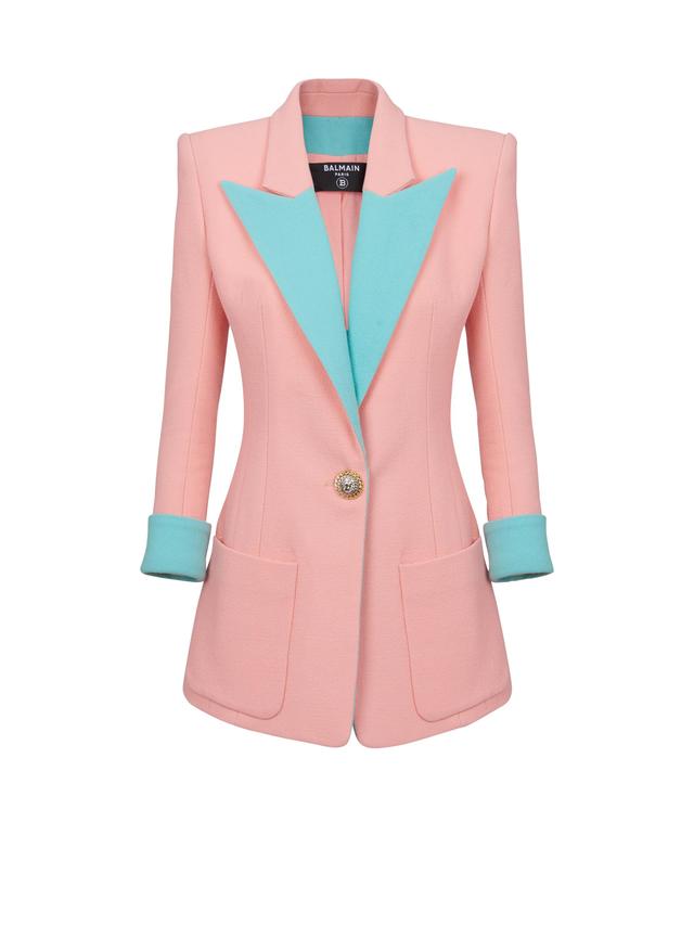 1-button double crepe two-tone jacket Product Image