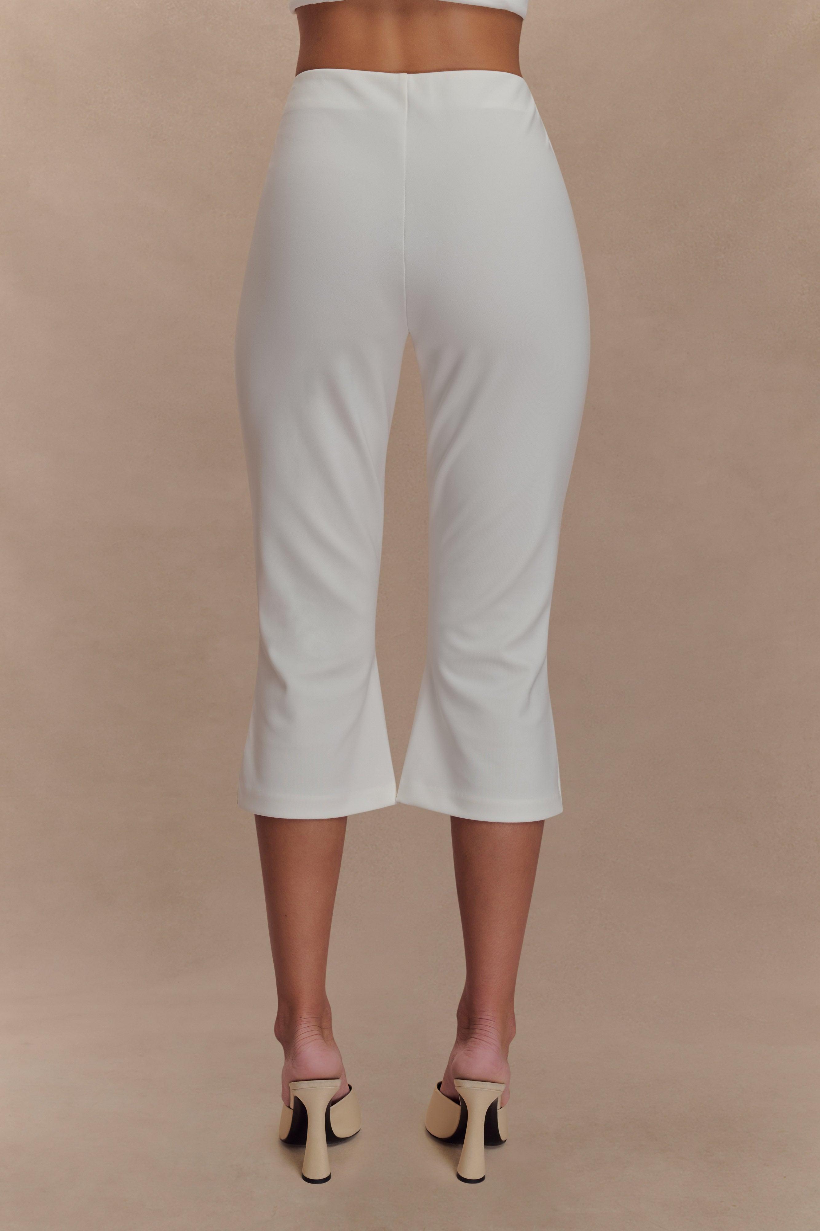 Layla Flared Crepe Capri Pants - White Product Image