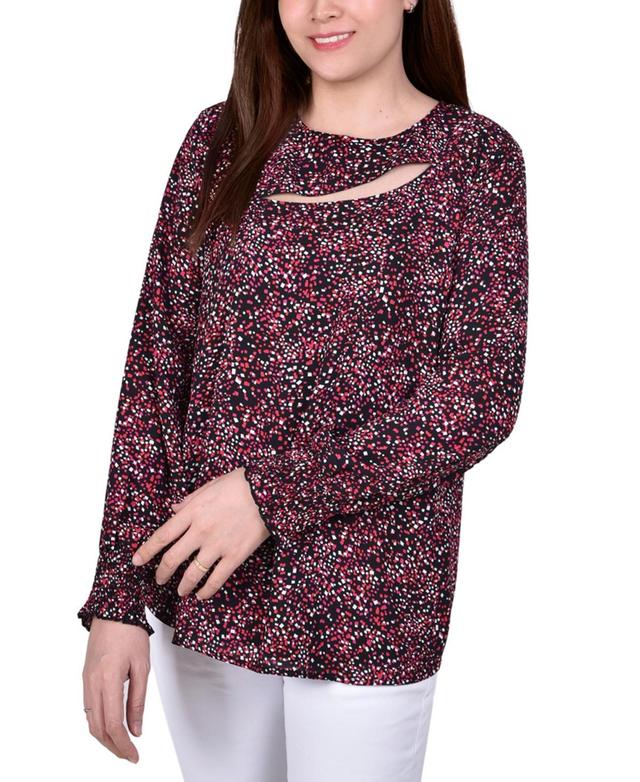 Ny Collection Petite Long Sleeve Dobby Blouse Product Image