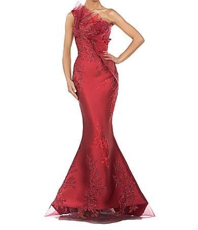 Terani Couture One Shoulder Beaded Tulle Mermaid Gown Product Image