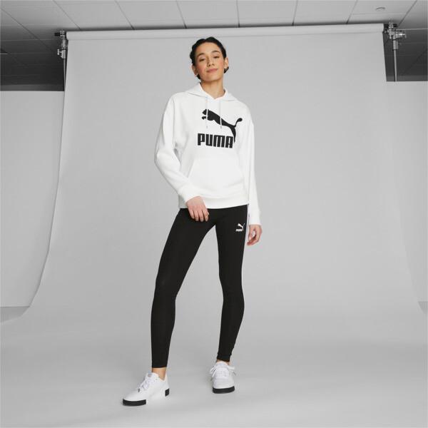 PUMA Classics Womens Logo Hoodie in White/Black Product Image