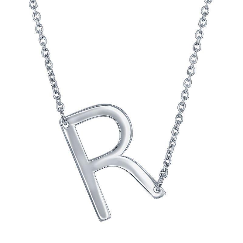 Sterling Silver Sideways Initial Necklace, Womens Sterling O Product Image