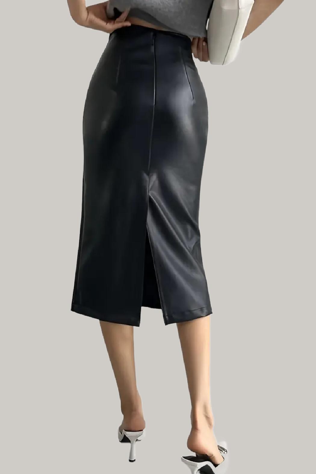 Amelie Faux Leather Midi Skirt Product Image